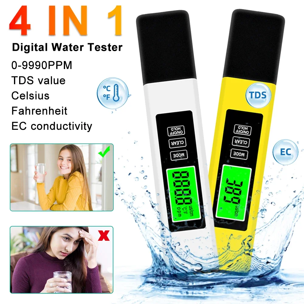 TDS Meter 0-9990ppm Digital PH Meter 0.01 PH High Precision Pen Water Tester TDS&PH Meter 0-14 PH LCD PPM Tester Aquarium Filter