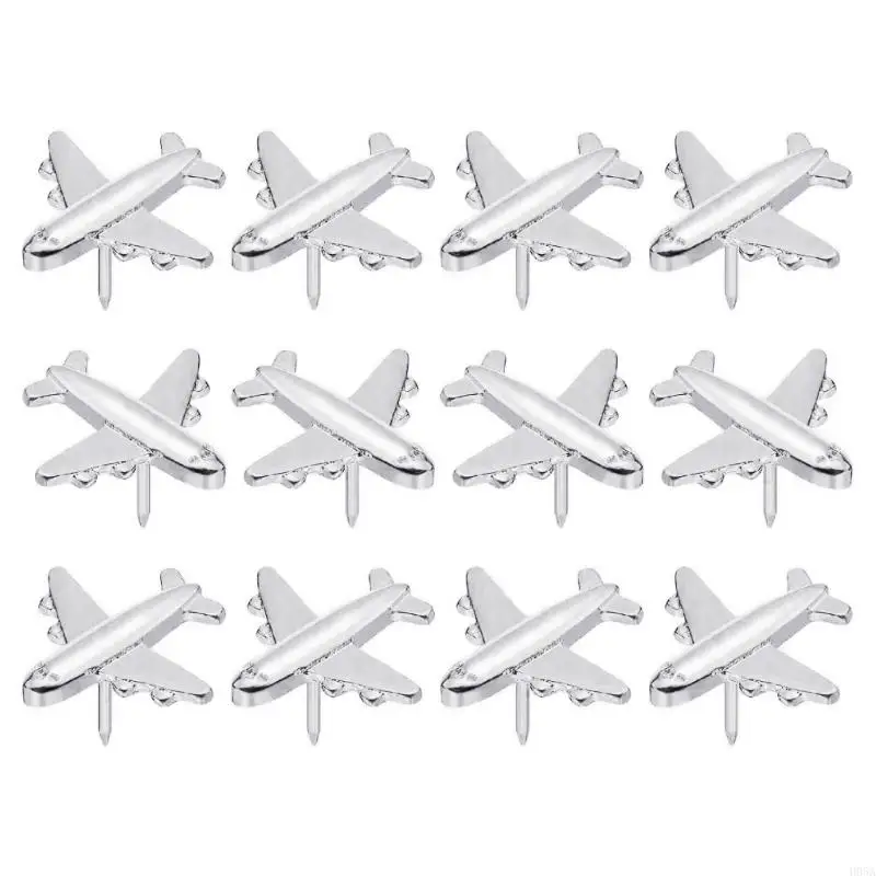 12PCS耐久性鋼鉄航空機プッシュピンコルクボードの壁装飾学校の装飾学用壁と地図のアクセサリー