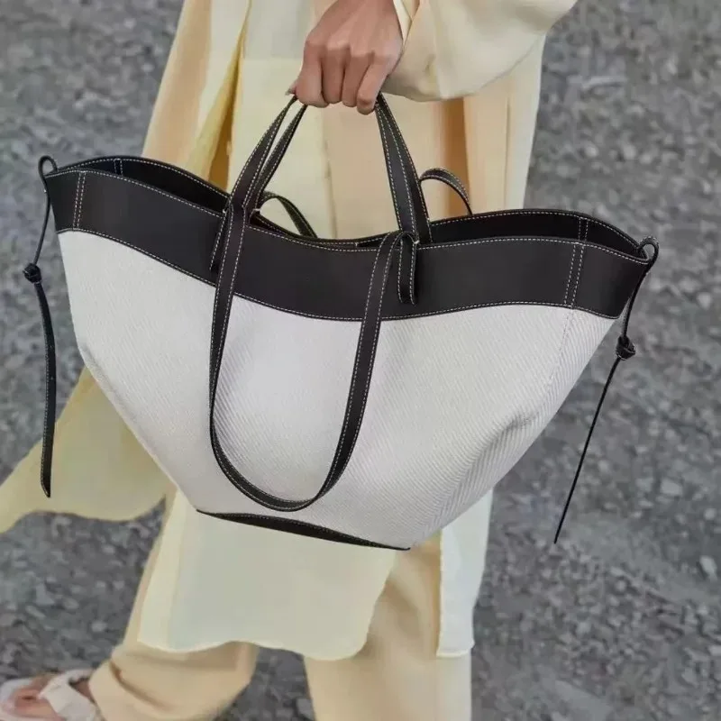 New Fashion Women's High end Knitted Splicing Single Shoulder Large Capacity Handbag