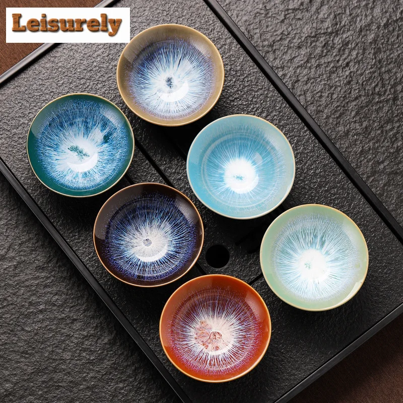 70ml Exquisite Starry Sky Kiln Change Tea Cup Master Cups Bamboo Hat Teacup Ceramic Mug Japanese Te Cup Jingdezhen Teacups Bowl