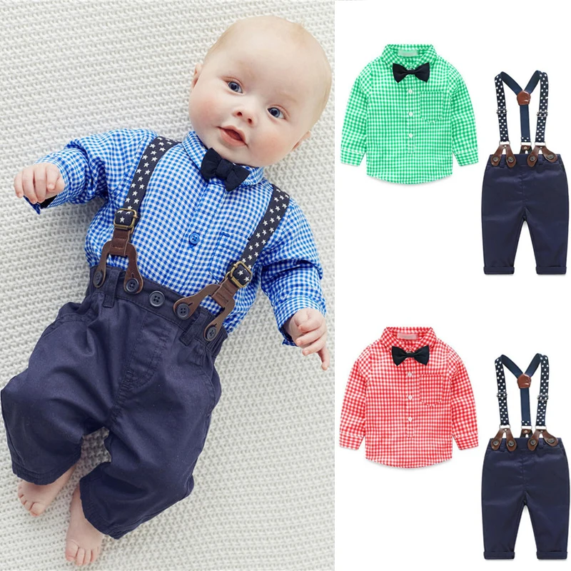 

Gentleman Baby Boys Clothes Infant Boys Shirt Suit Pant 2Pcs Set Toddler Outfits Tracksuit Kids Wedding Party Boy Costume A034