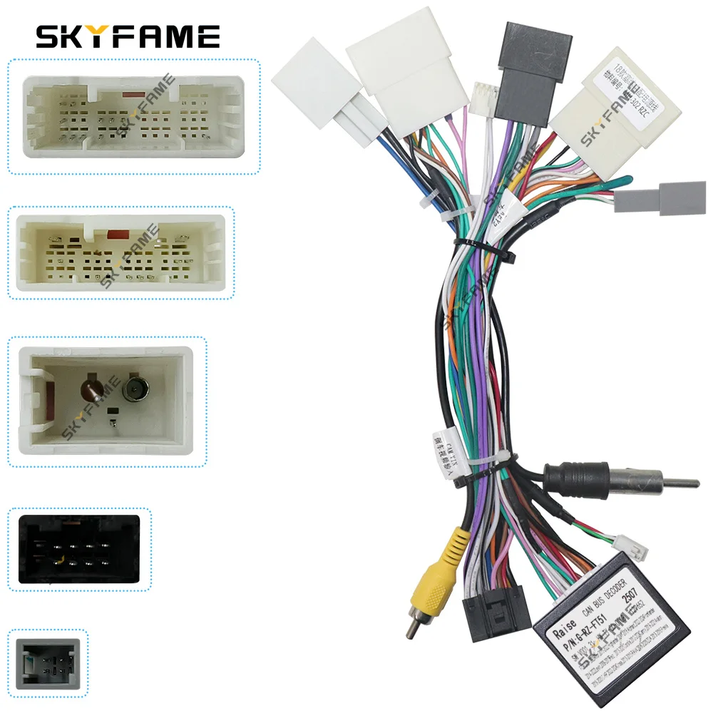 SKYFAME Car 16pin Wiring Harness Adapter Decoder Android Radio Power Cable For Toyota Sienna