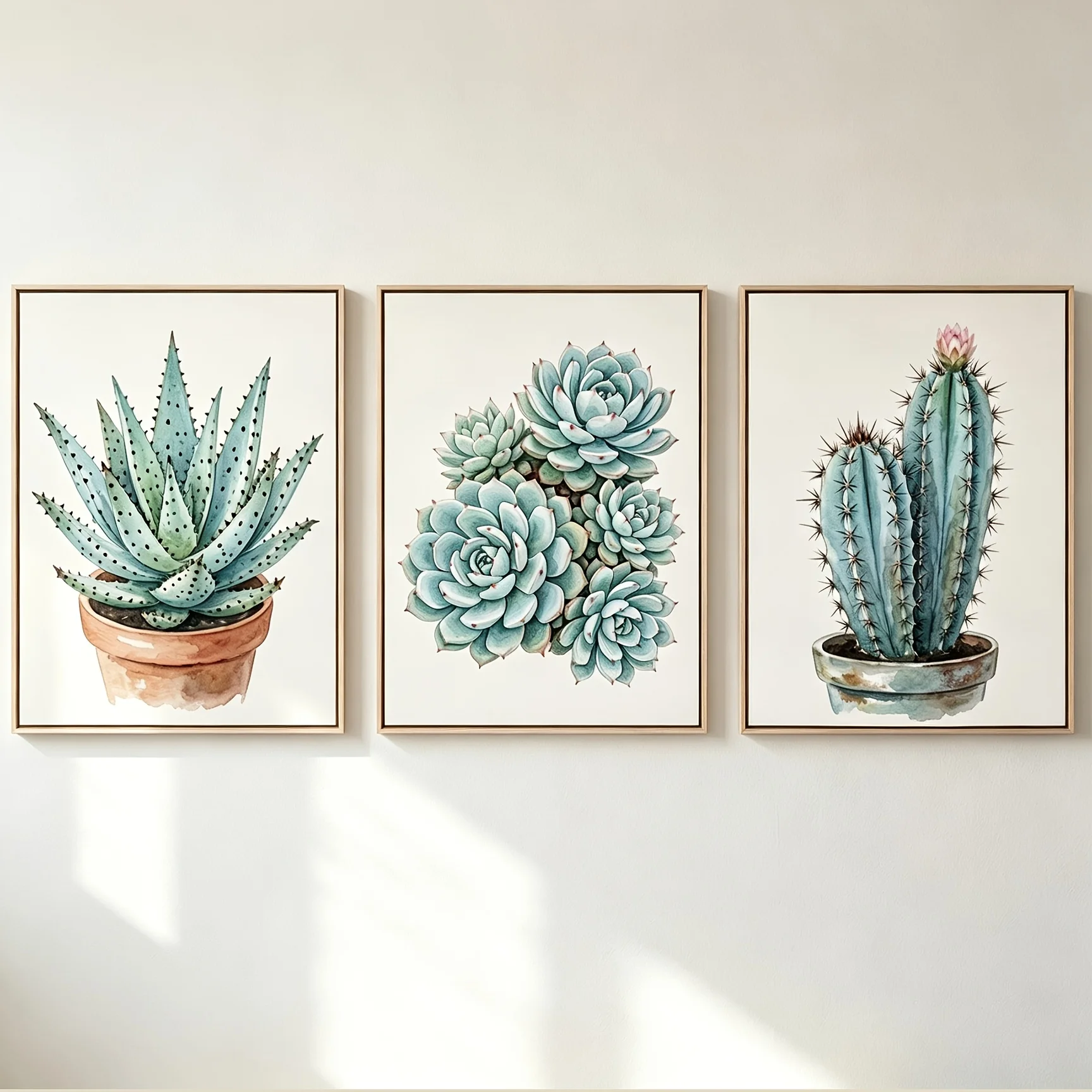 Aloe Vera Pot - (Çerçevesiz 3 Parça) - 2 Boyutlu