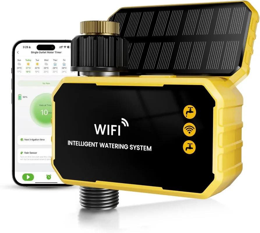 

WiFi Water Timer with Brass Inlet No Need Gateway, Smart Hose Timer WiFi Sprinkler for Garden Hose, APP Remote Control Via 2.4Gh