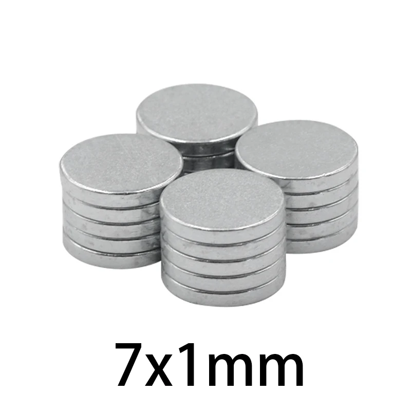 50pcs Neodymium Disc Magnets 7x1mm magnetic N35 Super Strong Powerful Rare Earth Small Round Magnet Dia 7*1mm circular