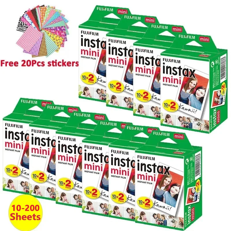 10-200 arkuszy Fujifilm instax Mini 12 Film Camera 11 9 7+ 90 25 50s 3 Inch White Edge Films Instant Mini Camera 25 Photo Paper