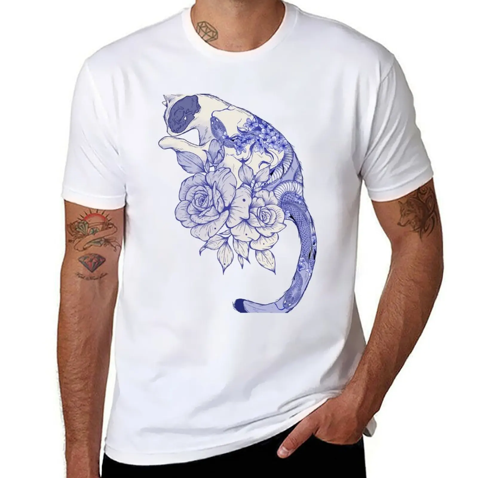 

Cat With snake Tattoo T-Shirt man t shirts cotton t shirt custom print T-Shirt