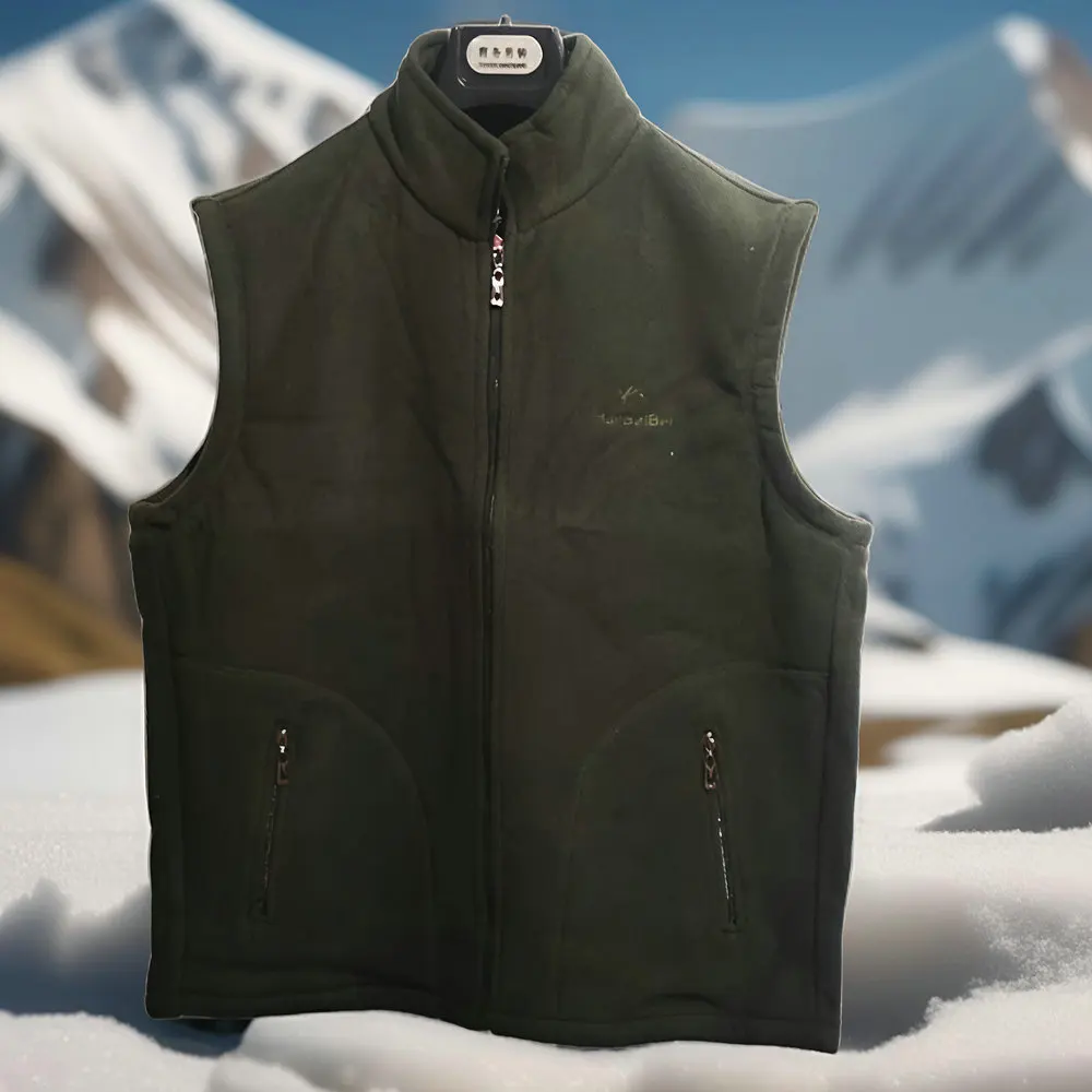 

Men Cozy Soft Warm Polar Fleece Vest Army Green Theraml Wasitcoat Turn Down Collar Sleeveless Jacket Male Cosy Attire
