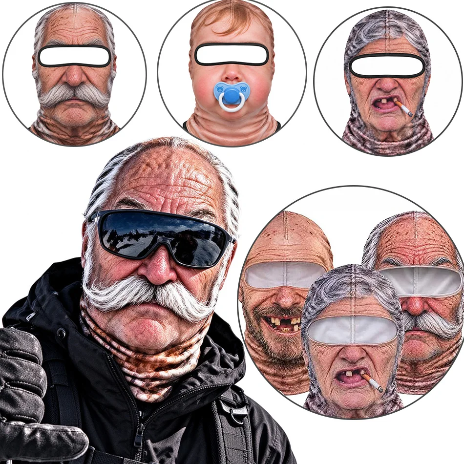 Old Man Face Balaclava Funny Ski Mask Winter Windproof Full Face Head Cover for Outdoor Cycling Skiing Halloween Gift Hot
