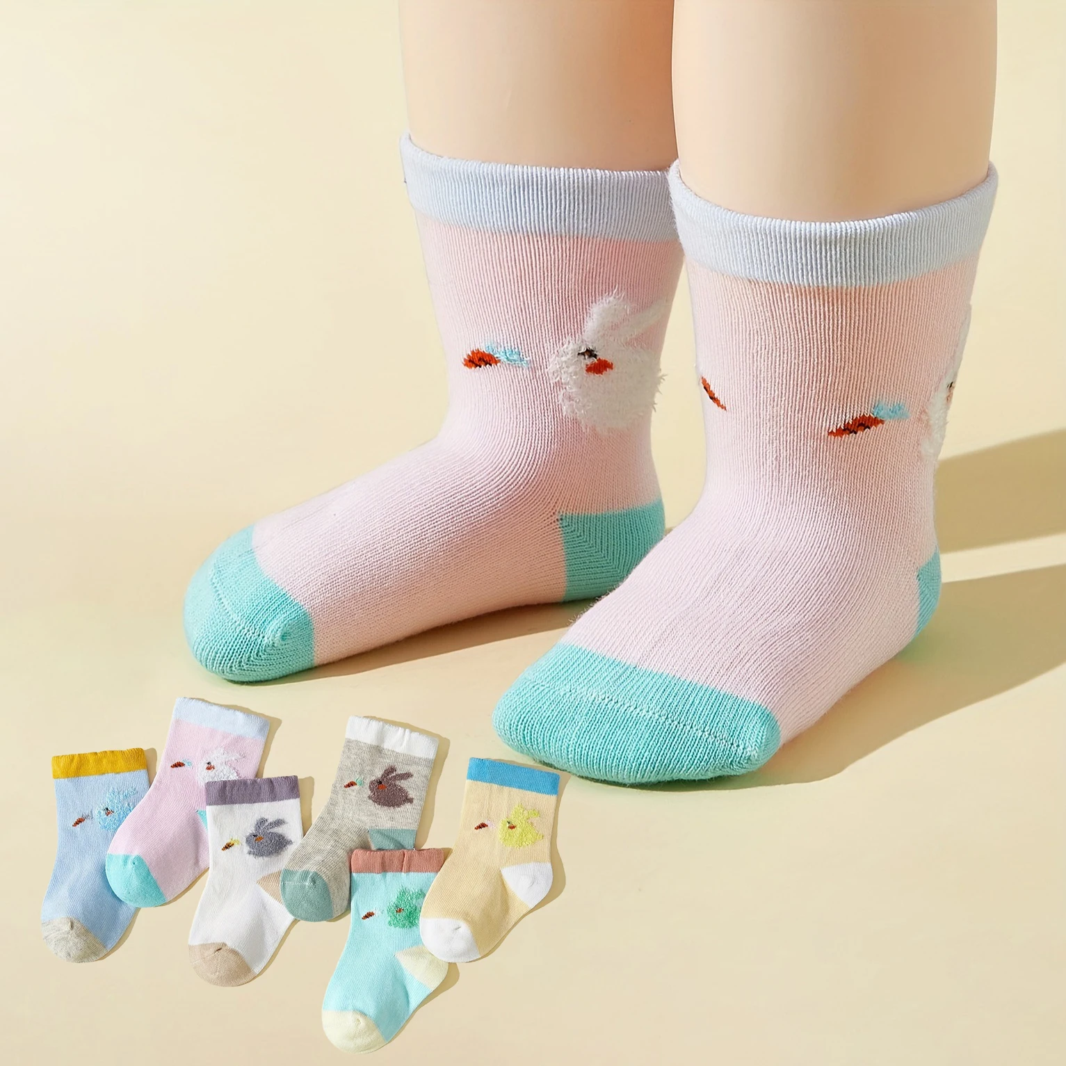 

6 Pairs a Lot Candy Color Newborn Baby Girls Socks 6 Colors Boys Cute Cartoon bunny Anklet Kids Infant Thin Dark Socks