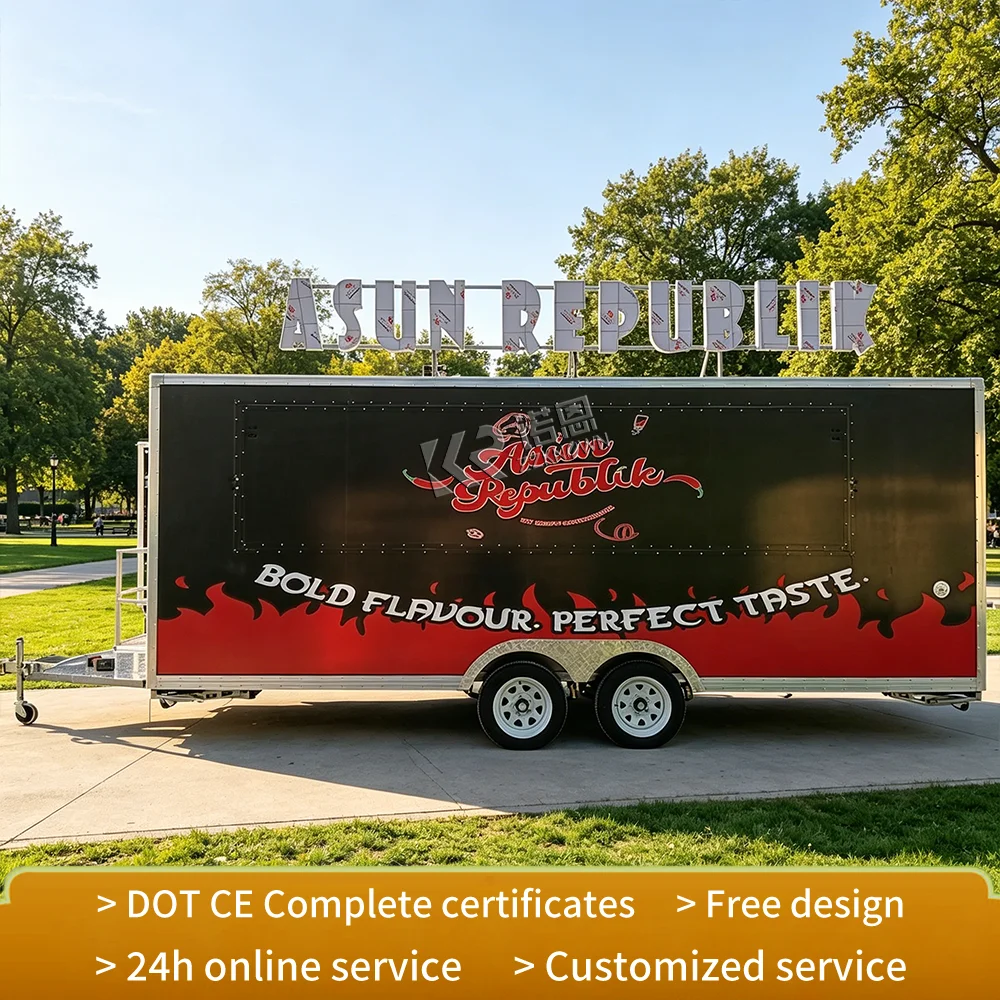 

Mobile Ice Cream Truck Custom Street Ice Cream Cart Concession BBQ Hot Dog Food Trailer With Complete Kitchen Setup