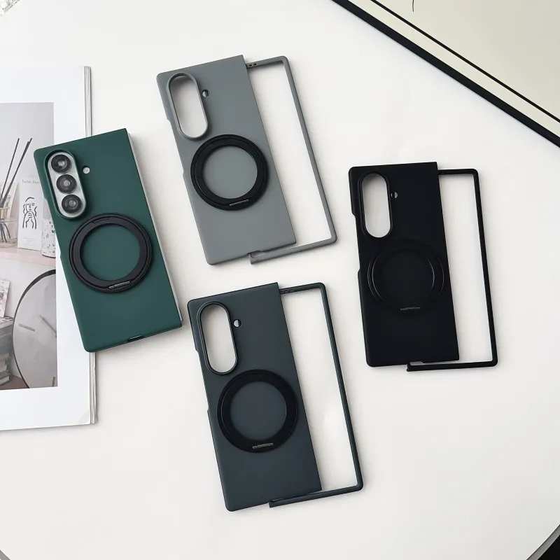 

Вращающаяся на 360° кольцевая подставка, матовый однотонный чехол для Samsung Galaxy Z Fold 7 Fold7 Zfold7, откидной складной жесткий противоударный чехол для ПК