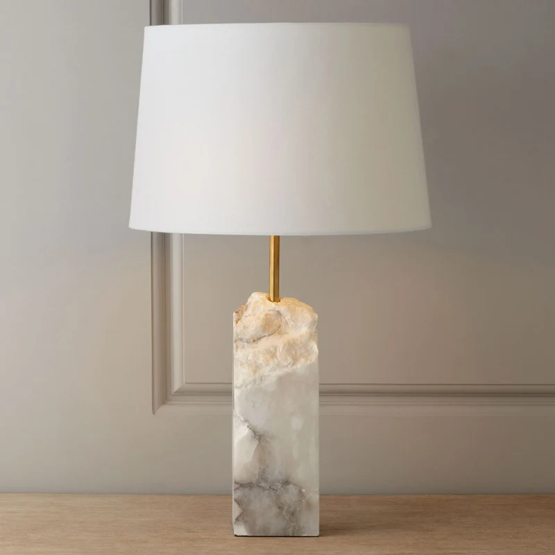 YY Natural Marble Table Lamp Modern Engineering Hotel Club White Bedroom Bedside Lamp