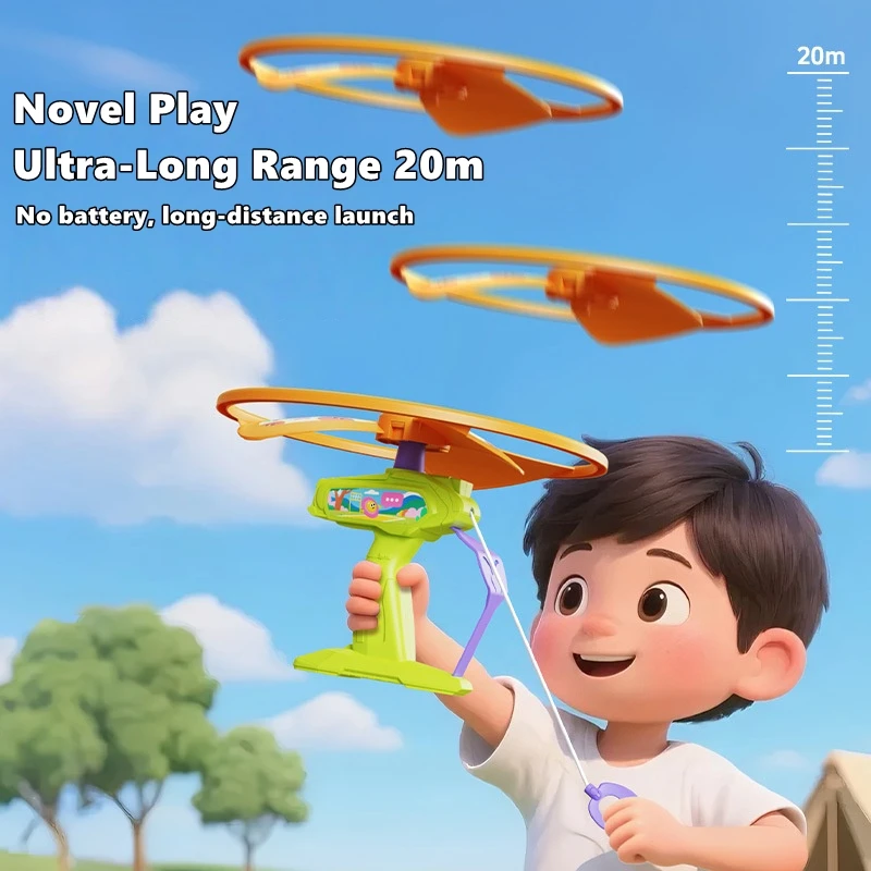 

Children Pull-Line Flying Saucer Launcher No Needed Battery Kids Outdoor Sports Fun Educational Game Toys Gifts For Boy Girls