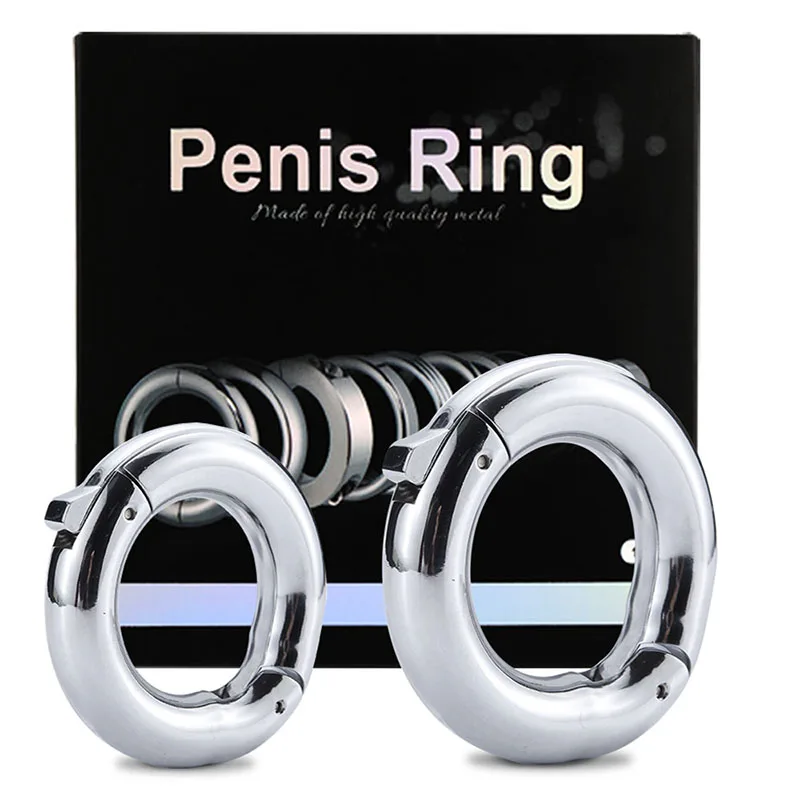 Stainless Steel Penis Ring Ball Stretcher Scrotum Pendant Metal Cock Ring Sex Toys For Men Ejaculation Adjustable Lock