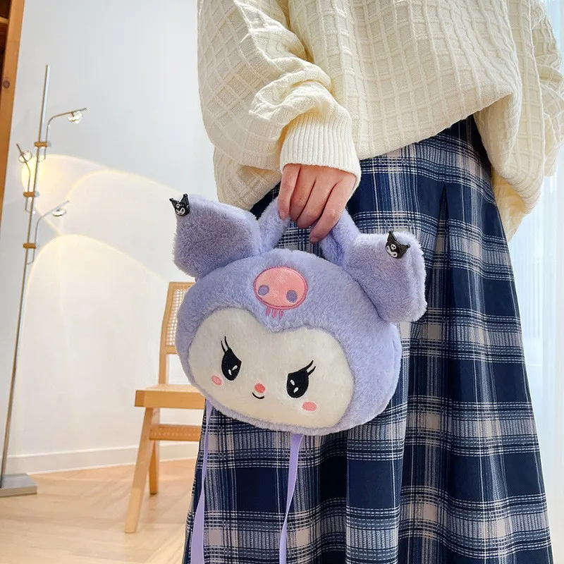 22cm Kuromi Mini Bag SANRIO Plush Handbag Kawaii Plushie Room Decor Cute Cartoon Toys Anime Shoulder Bag Gift for Girls