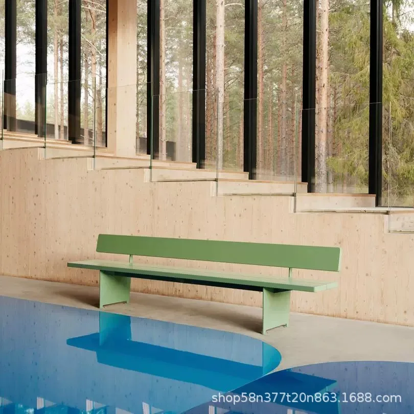 Courtyard Terrace Park Mall Outdoor Bench Backrest Dopamine Cream Gentle Atmosphere Minimalist