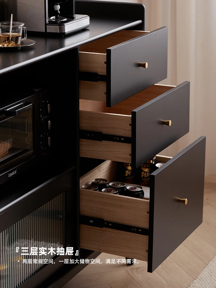 Solid wood dining side cabinet Living room locker Kitchen cabinet Household microwave oven Side cabinet Locker