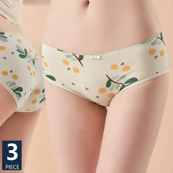 3Pcs/Set Panties Women Cotton Breathable Underwear Cute Print Girls Briefs Seamless Underpants Sexy Panty Female Lingerie M L XL