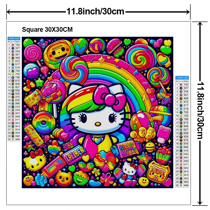 Borsa con cerniera 5D fai da te Sanrio Square Diamond Painting Kit colorato HelloKitty Appliqué diamante ricamo arte regalo per bambini