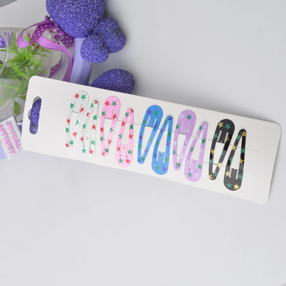 

40 pcs Snap Hair Clips 5Cm Girls Snap Clips Cartoon Design Assorted Patterns Stars Hearts Flowers Comfortable No Metal Barrettes