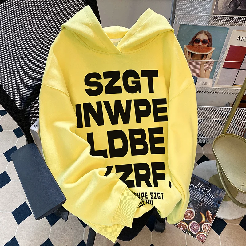 

Men and Women Couples Wear Spring and Autumn Thin New Loose Printed Jacket Hooded Korean Version Top