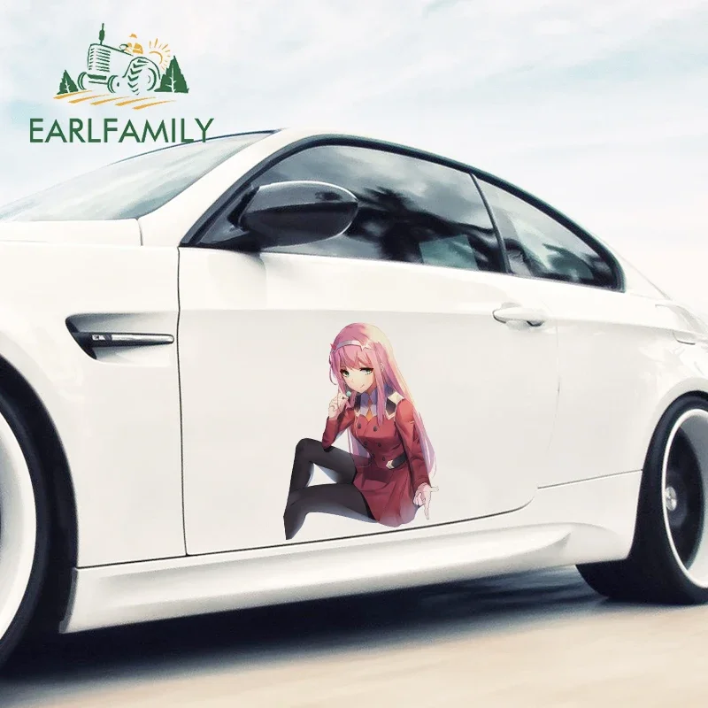 EARLFAMILY 43cm x 32.4cm For Zero Two Fine Decal Scratch-Proof Car Accessories Stickers Motorcycle Creative Occlusion Scratch