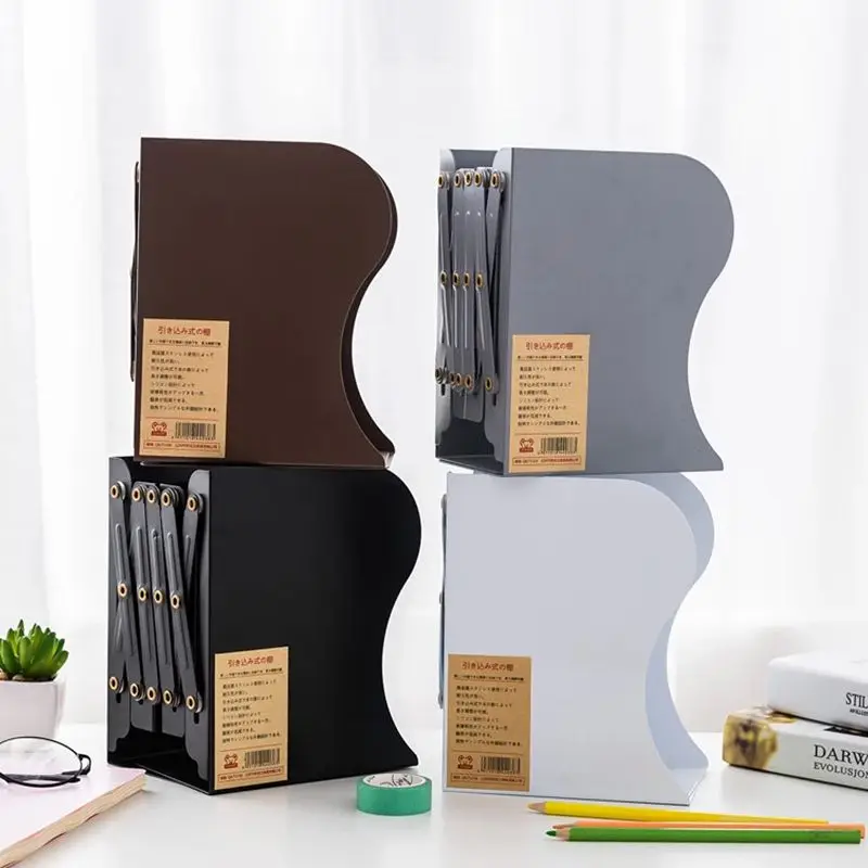 格納式の調節可能なブックエンド、本棚、大型スチールプレート、デスクブックオーガナイザー、学生用リーダー