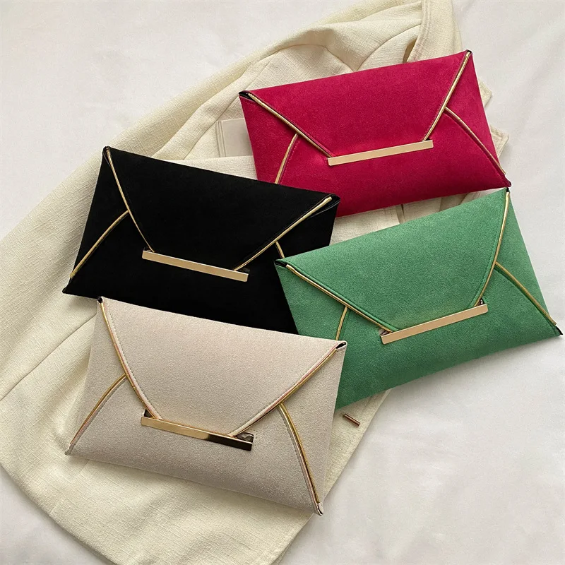 

New Vintage Suede Leather Handbags Envelope Clutch Bag Casual ladies Portfolio Bag Women Leather Purse Briefcase