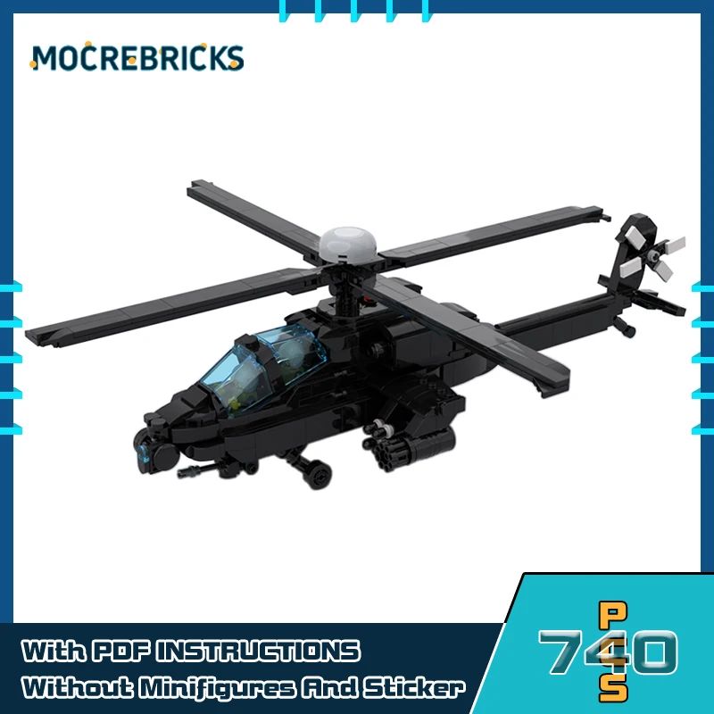 

Military Series American AH-64 Apache Aircraft MOC Building Block Attack-Helicopter Model DIY Bricks Toys Children's Xmas Gifts