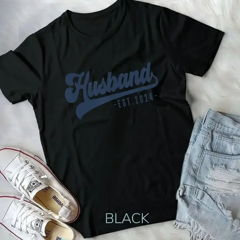 Husband Est 2024 Just Married Honeymoon Hubby Wedding Couple Unisex T shirt