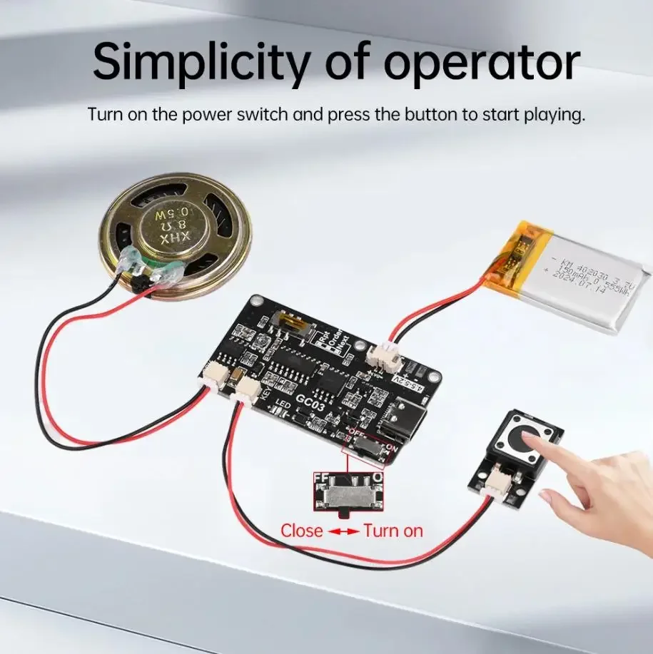 GC03 Recording Card Voice Recording Board Movement Creative Gift Box Christmas Birthday Card MP3Voice Module TYPE-C with Speaker