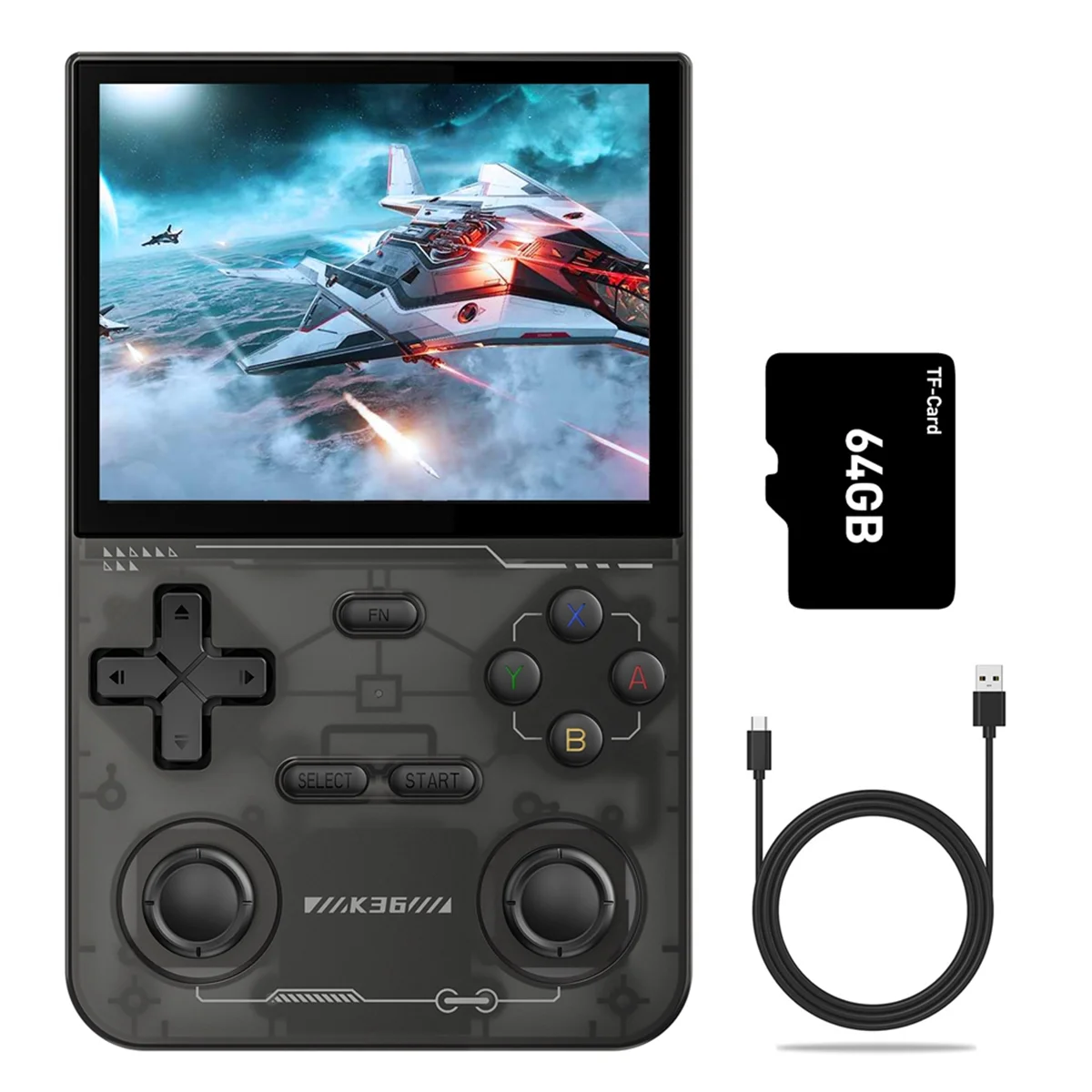 

Hot! K36 Handheld Retro Game Console 64G 16000+ Games 3.5 Inch 3500mAh Dual Joystick for PSP/MAME/N64 Video Game Player B