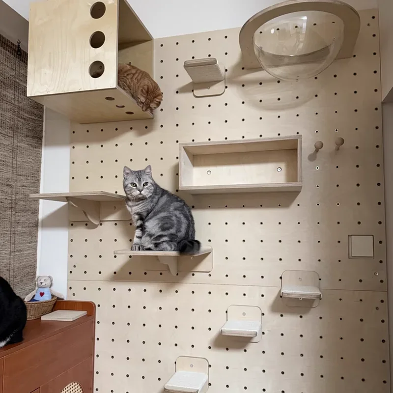 Árbol rascador de madera para gatos con hamaca y plataforma de salto - imagen 5