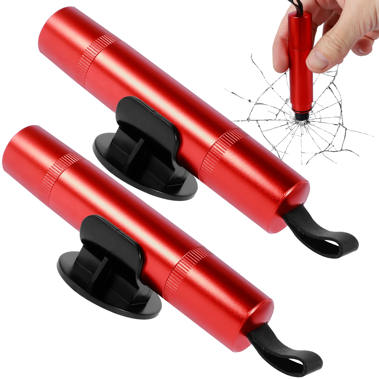 2Pcs Car Safety Hammer Emergency Escape Tool One Second Window Breaker with Seatbelt Cutter Portable Auto Rescue Tool Window