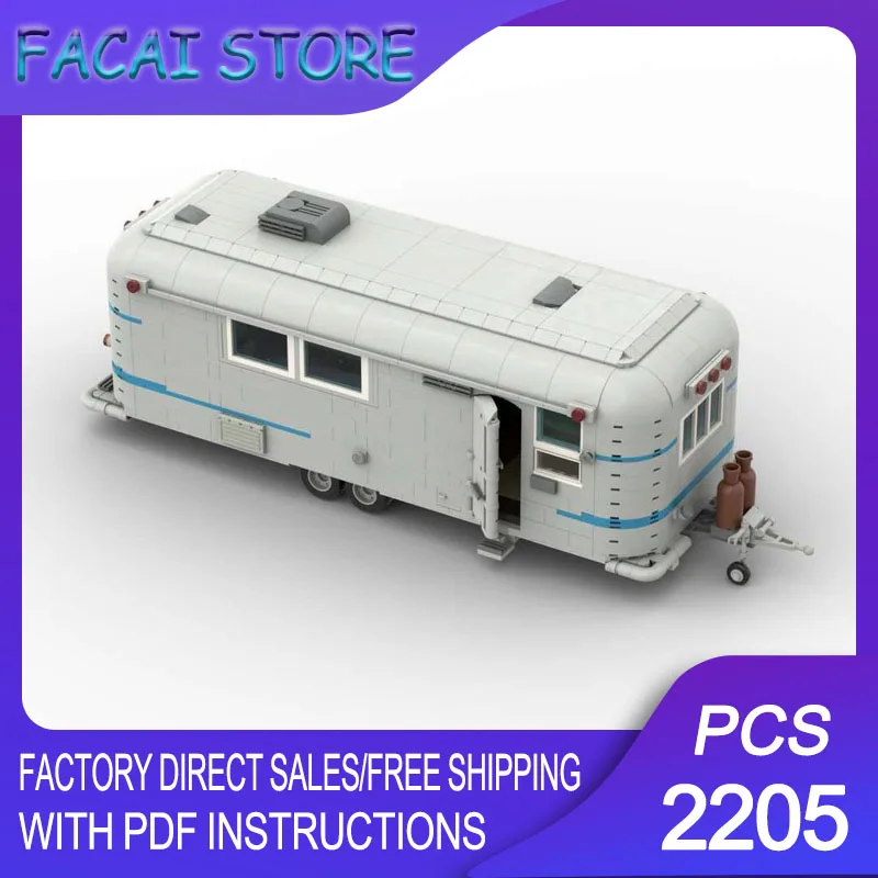 

Конструктор-модель грузовика MOC: Классический американский кемпинговый прицеп. Технологичные блоки. Подарок на Рождество. Набор для сборки своими руками.