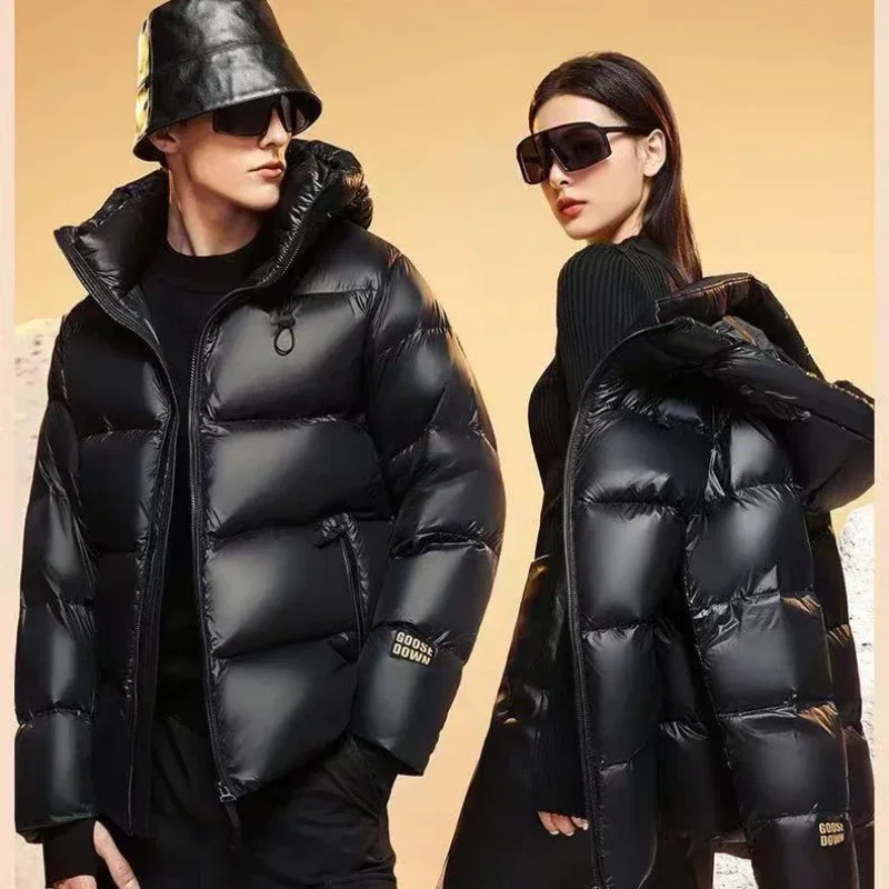 Men Winter Fashion White Duck Down Coat Male Retro Light Thin Down Jackets Men Solid Color Loose Hooded Overcoats