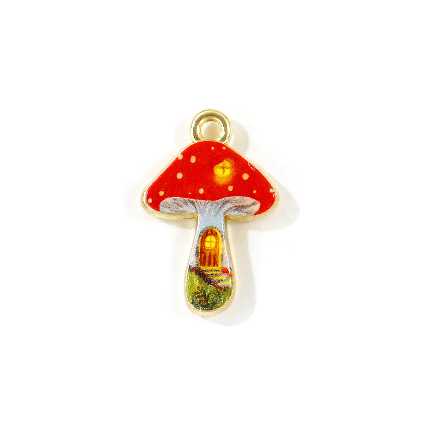 5 Stück mehrfarbige, doppelseitig bedruckte Anhänger aus Zinklegierung in Form von Schmetterlingen und Pilzen für Frauen, DIY-Halsketten-Schmuck-Geschenkzubehör – Detail 2