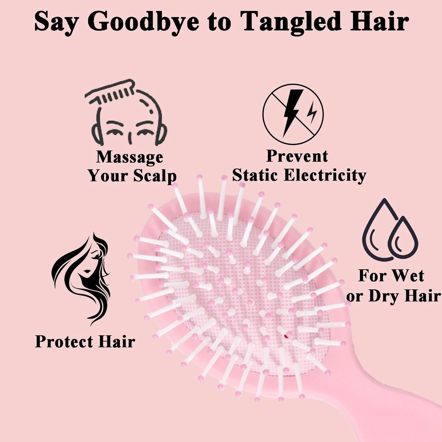20 Stück Mini-Haarbürsten, weiche Nylonborsten, Kopfhautmassagebürste, erleichtert das Styling der Haare, Reisegröße, speziell für Echthaarperücken. – Detail 4