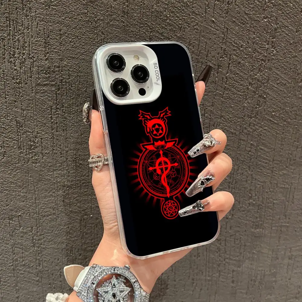 

Стальной чехол для телефона Эдвард Элрик для iPhone 17, 16, 15, 14, 13, 12, 11 X XR XS 8 7 Air Pro Max Plus, белый полупрозрачный цветной чехол