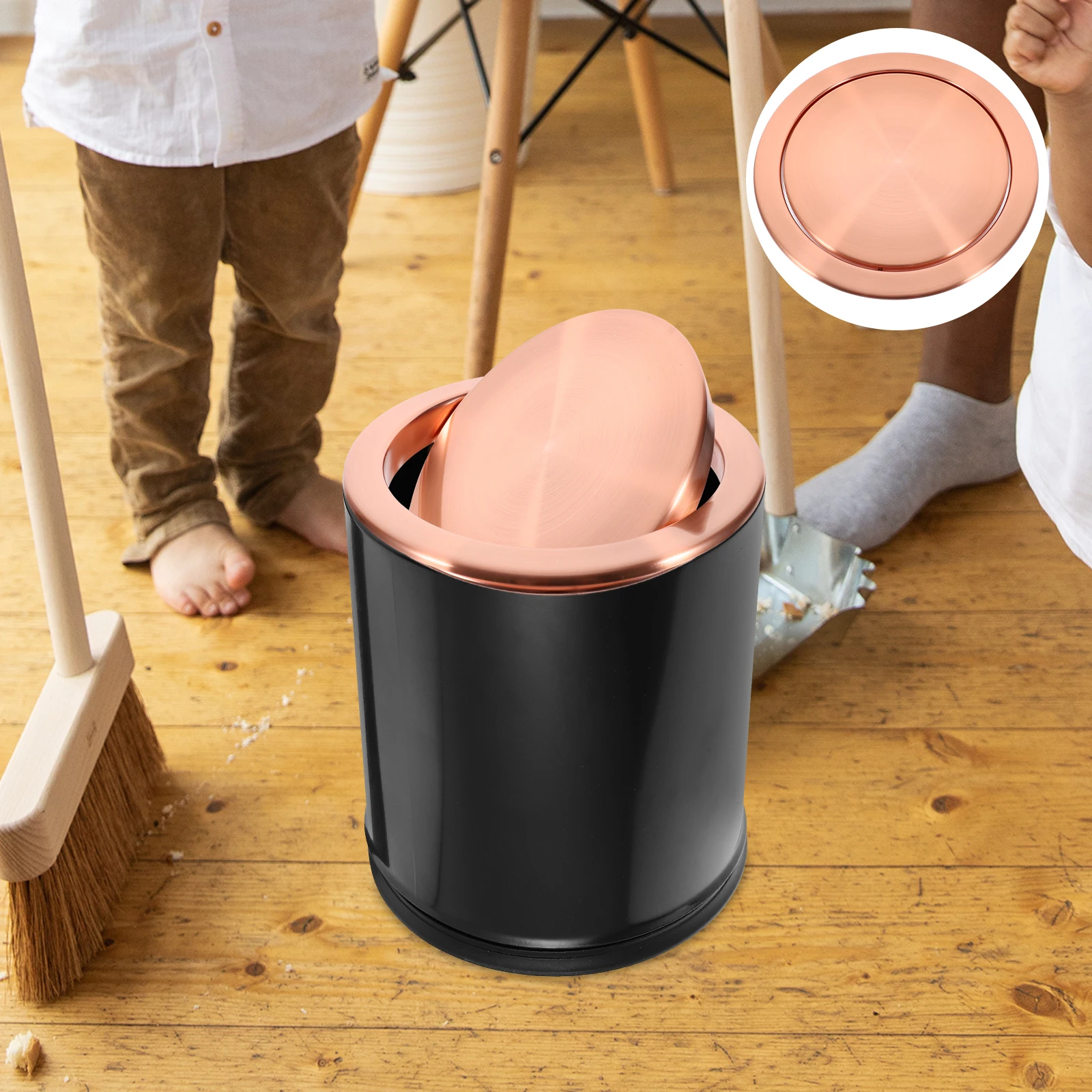 

Stainless Steel Trash Can Lid Round Silver 430 Small Fits Hole 18 20cm Quiet Flap Counter Bathroom Garbage Bin Cover