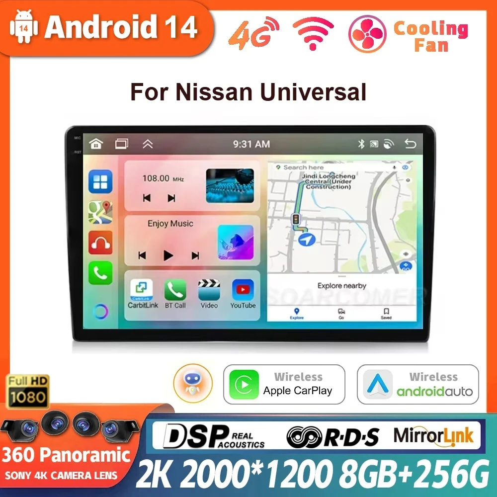 

Android Auto For Nissan Universal Android 14 Wireless Carplay Multimedia Video Player Stereo GPS Car AutoRadio Head Unit No DVD