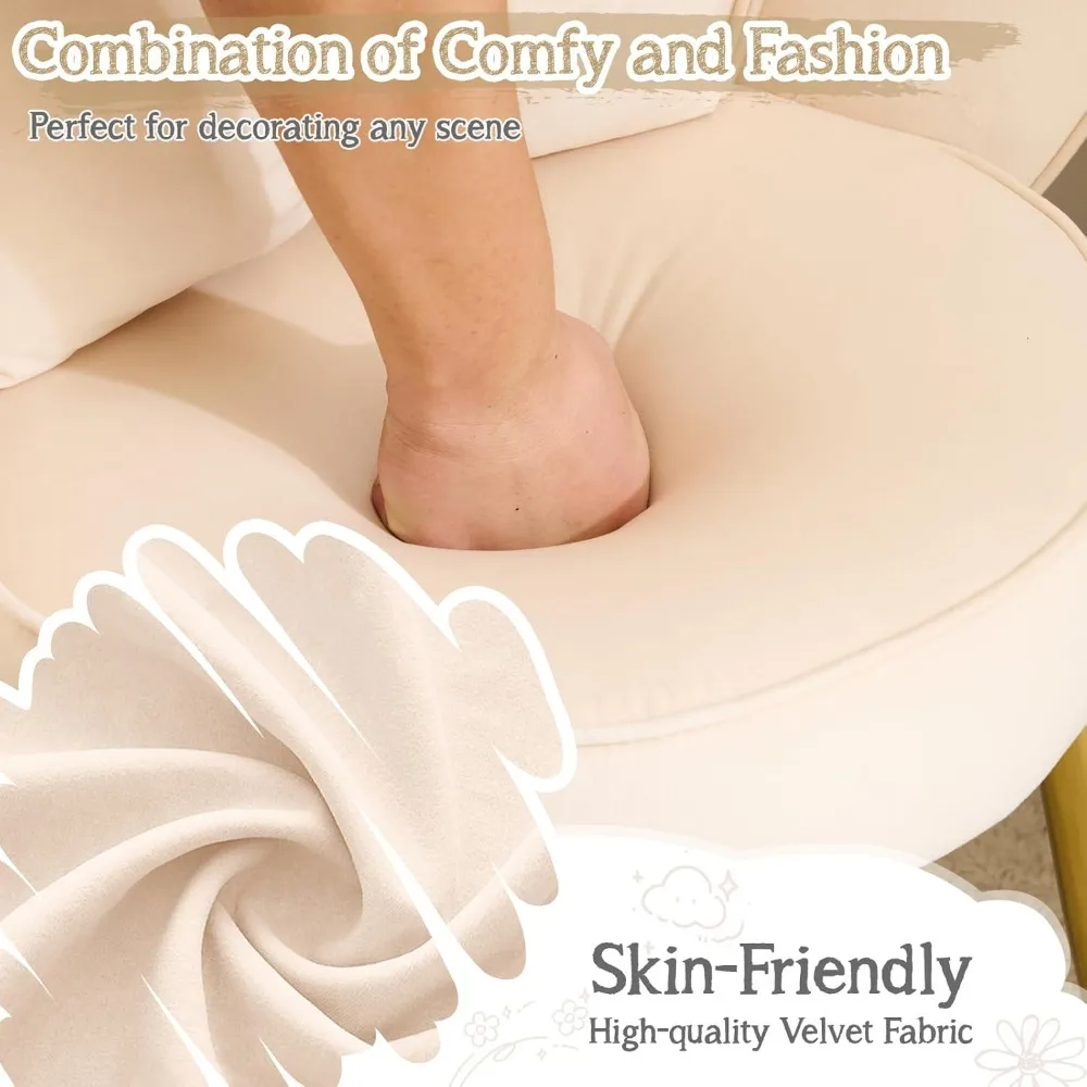 Cute Flower Design Petal Makeup Vanity Chair for Girls, Comfortable No-Wheel Desk Chair, Modern Dining Chair, Small Accent Chair