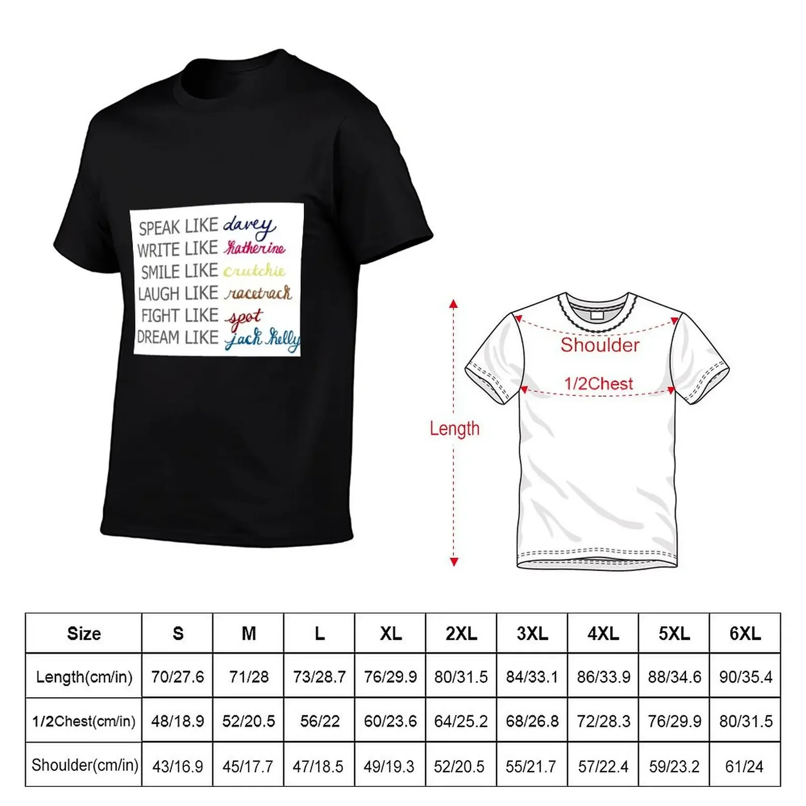 Newsies Speak Write Smile Laugh Fight Dream T-Shirt anime clothes oversized t shirt Men's t-shirt