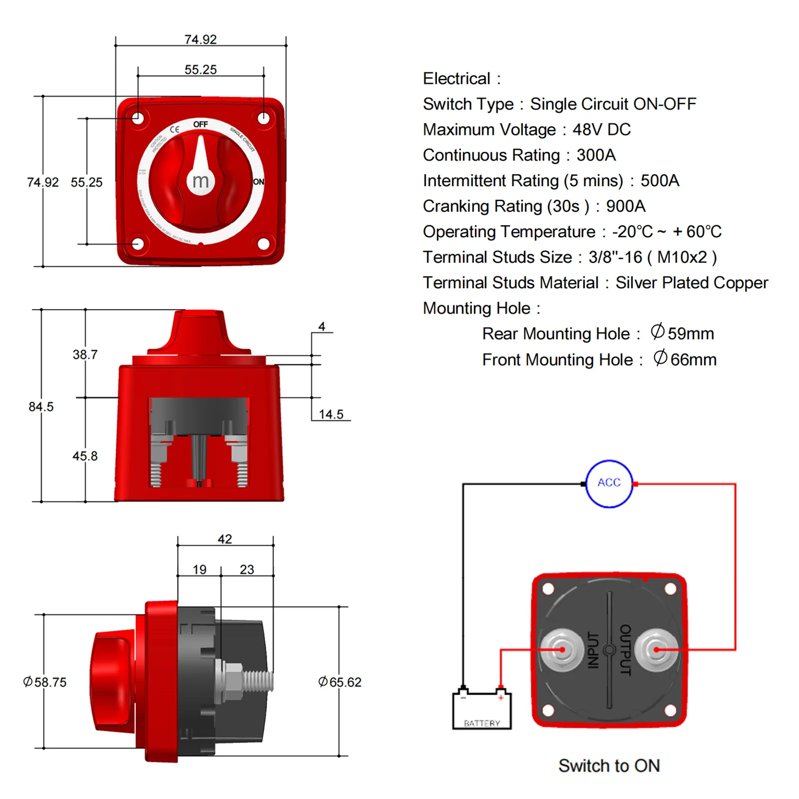 12-48V 100-300A Heavy Duty Isolator Disconnect Rotary 2 3 4 Position Battery Mass Switch Cut Single Dual for Marine Boat Car RV