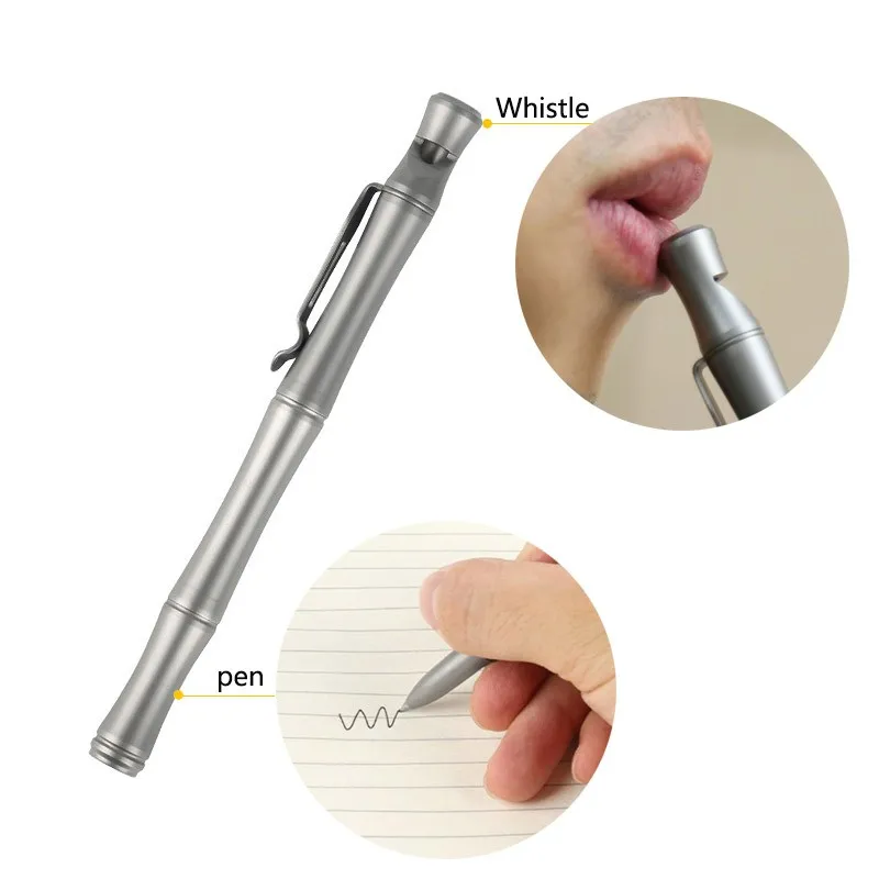

2-в-1 ручка из титанового сплава, шариковая ручка, свисток G2, многоразовый автомобильный оконный выключатель, мужской подарок, EDC инструмент для выживания на открытом воздухе, кемпинга