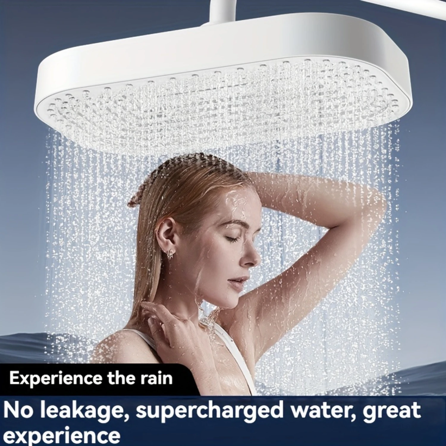 

Classic Style Square High-Pressure Shower Head with Air Boost Technology - Plastic Insert Mount Body Spray, Massage & Rain Exper