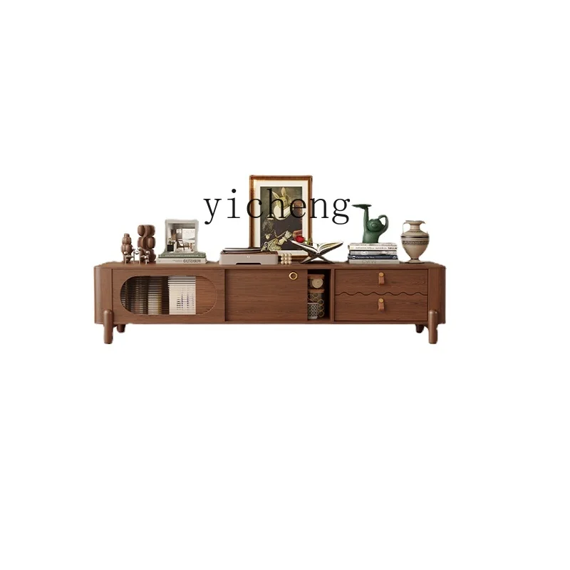 

Yy All Solid Wood Antique Style Retractable TV Cabinet Living Room Small Apartment Side Cabinet French Retro