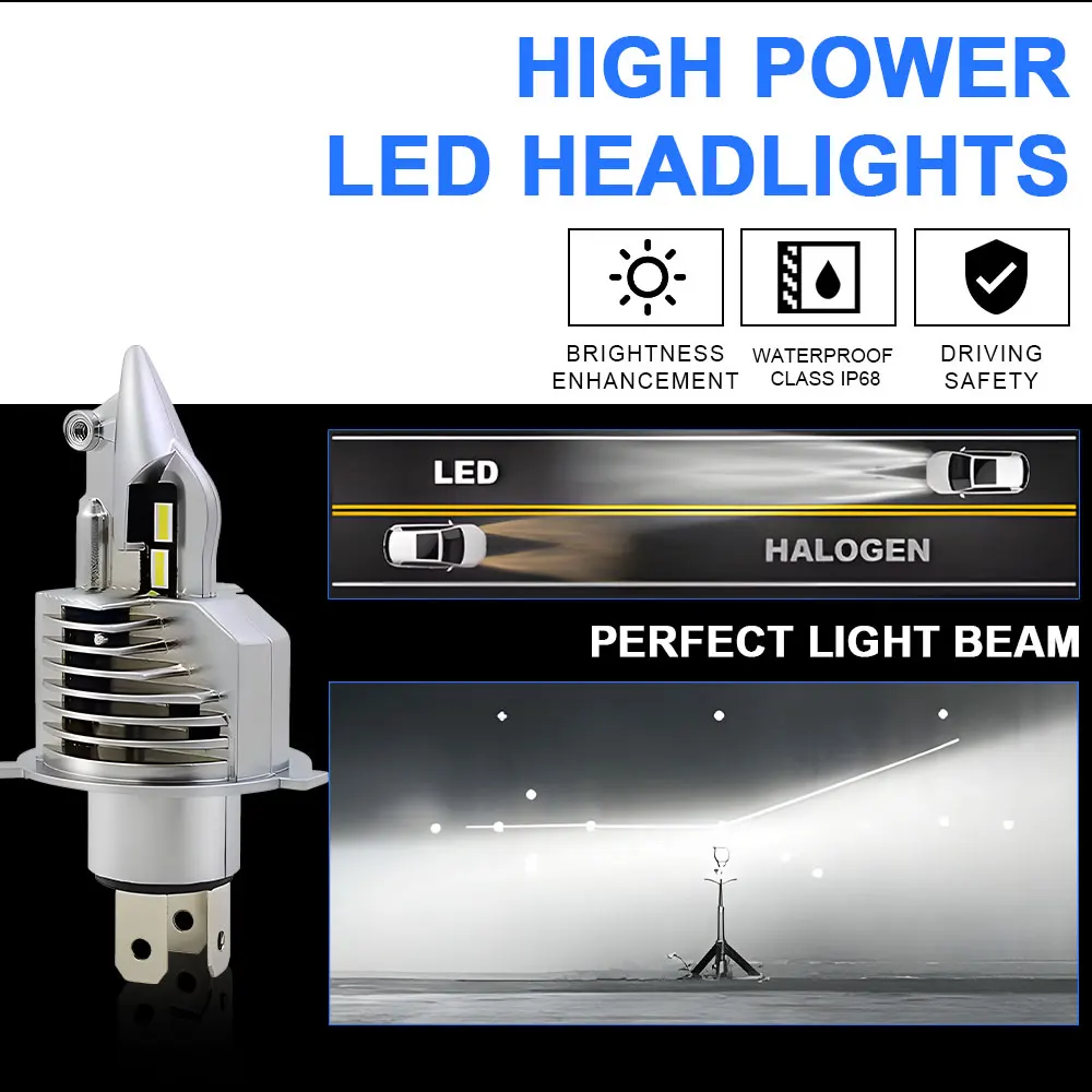 H4 Led Bulbs Car/motorcycle Headlight 80W Super Fighter Foco Led H4 9003 Car headlight Bulbs lampada 16000LM 12V 24V 6000K