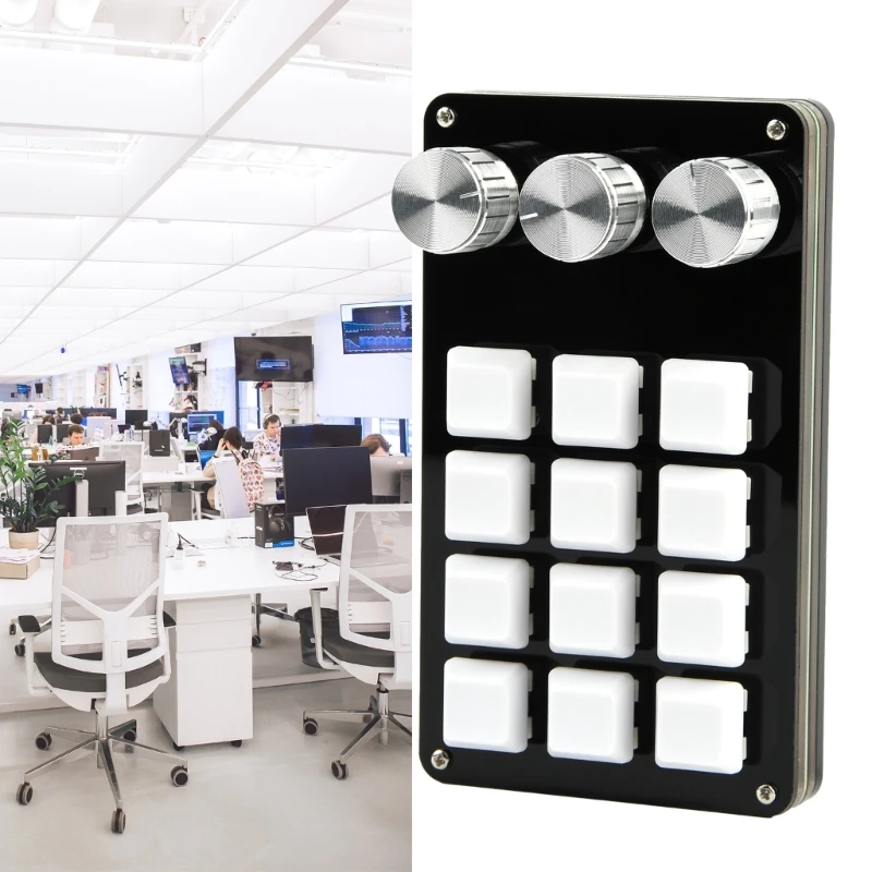 Macropad teclado 12 teclas com teclado programação 3 botões para edição vídeo jogos